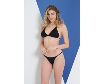 Rukomayo Siyah Üçgen Boyundan Bağlamalı Ipli Bikini