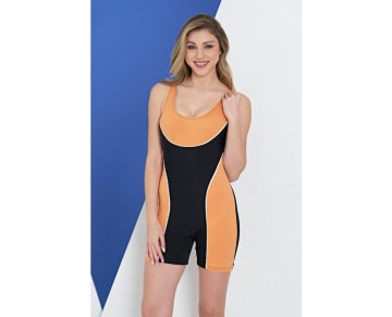 Rukomayo Siyah Turuncu Renk Lycra Kumaş Şortlu Yüzücü Mayo