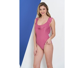 Rukomayo Pembe Fırfırlı Lycra Kumaş Mayo