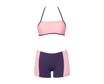 Rukomayo Lacivert Pembe Şortlu Freeset Boyundan Bağlamalı Çocuk Bikinisi