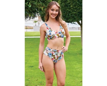 RUKMAYO DESENLİ YÜKSEK BEL GENİŞ ÜÇGEN BİKİNİ