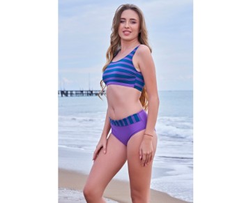 RUKOMAYO MOR ÇİZGİLİ YÜKSEK BEL FREESET BİKİNİ