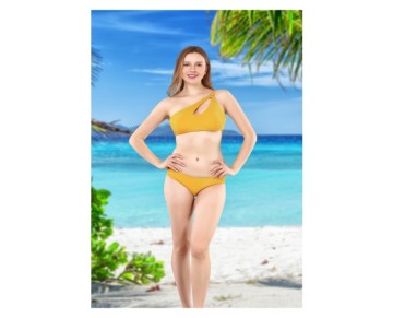 Rukomayo Sarı Tek Omuz Ayarlanabilir Askılı Bikini