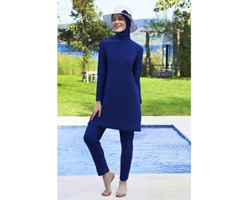 RUKOMAYO LACİVERT  LYCRA ( SU İTİCİ VE ÇABUK KURUYAN ) KUMAŞ TESETTÜR MAYO