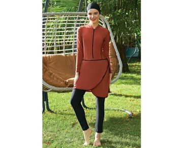 RUKOMAYO TABA 3'LÜ TAKIM LYCRA (SU İTİCİ VE ÇABUK KURUYAN) KUMAŞ YÜZÜCÜ TESETTÜR MAYO