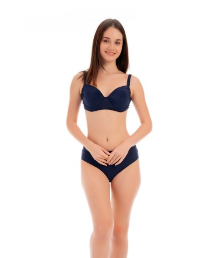 RUKOMAYO LACİVERT OMUZDAN AYAR ASKILI KAPLI LYCRA KUMAŞ BİKİNİ