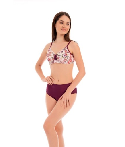 RUKOMAYO BORDO ÇİÇEK  DESENLİ OMZUDAN AYAR ASKILI TOPARLAYICI MODEL BALENLİ LYCRA KUMAŞ  BİKİNİ