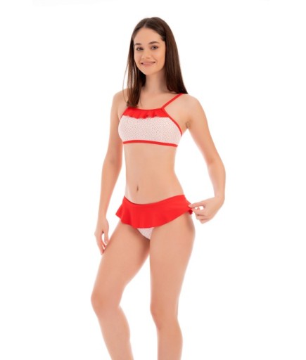 RUKOMAYO KIRMIZI BEYAZ FIRFIRLI FREESET ÇOCUK BİKİNİ